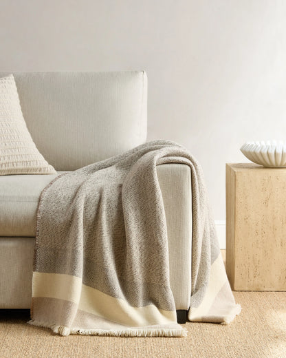 Wool Alpaca Stripe Throw - 50x70 / Latte