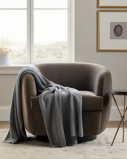 Ribbed Knit Cashmere Throw - 50x70 / Oatmeal