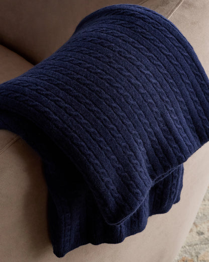 Cable Knit Cashmere Throw - 50x70 / Limoncello