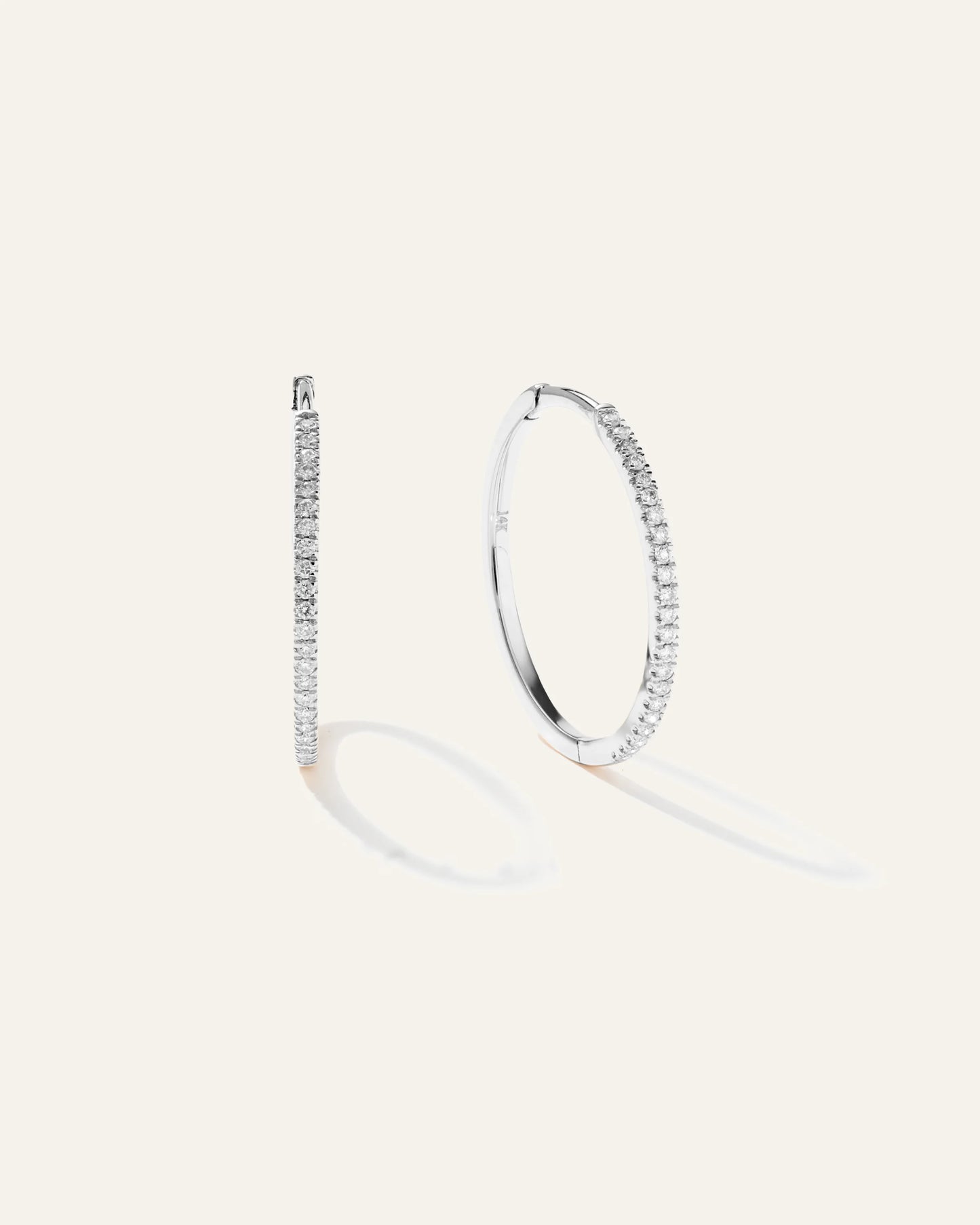 14K Gold Diamond Pave Hoops - One Size / Yellow Gold