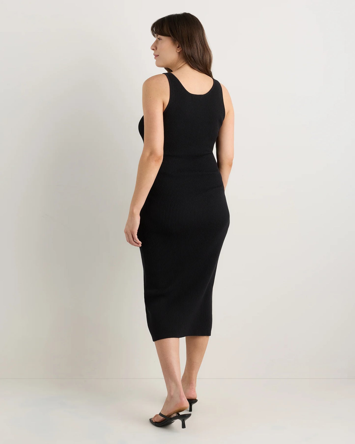 Lightweight Cotton Cashmere Maternity Fitted Midi Dress - XS / Mountain Spring Blue