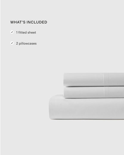 Organic Crisp Percale Embellished Fitted Sheet Set - Twin / White/Navy