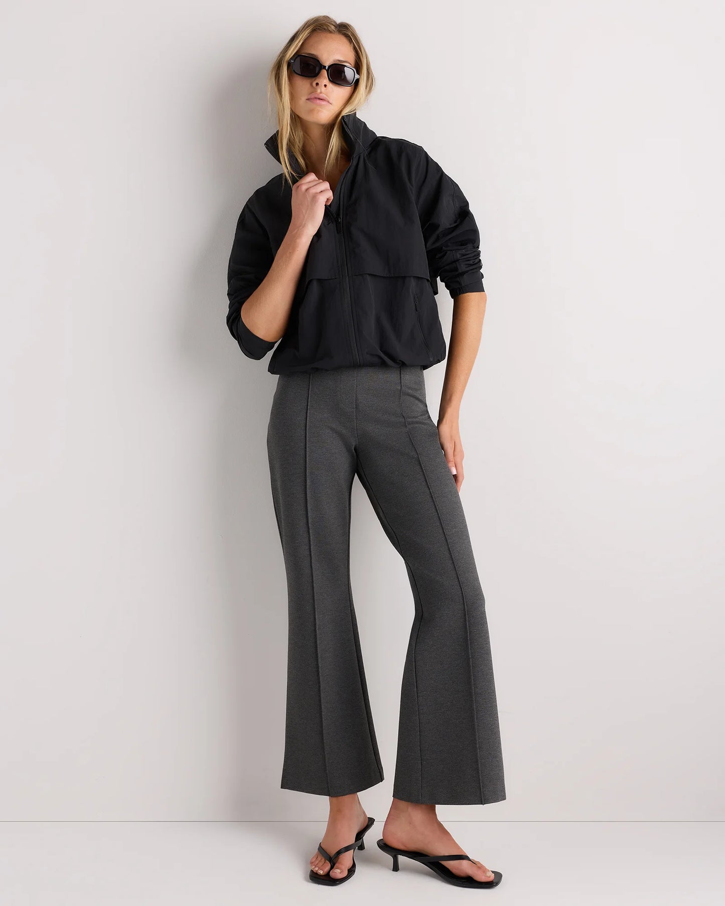 Ultra-Stretch Ponte Flare Leg Pants - XS / Charcoal