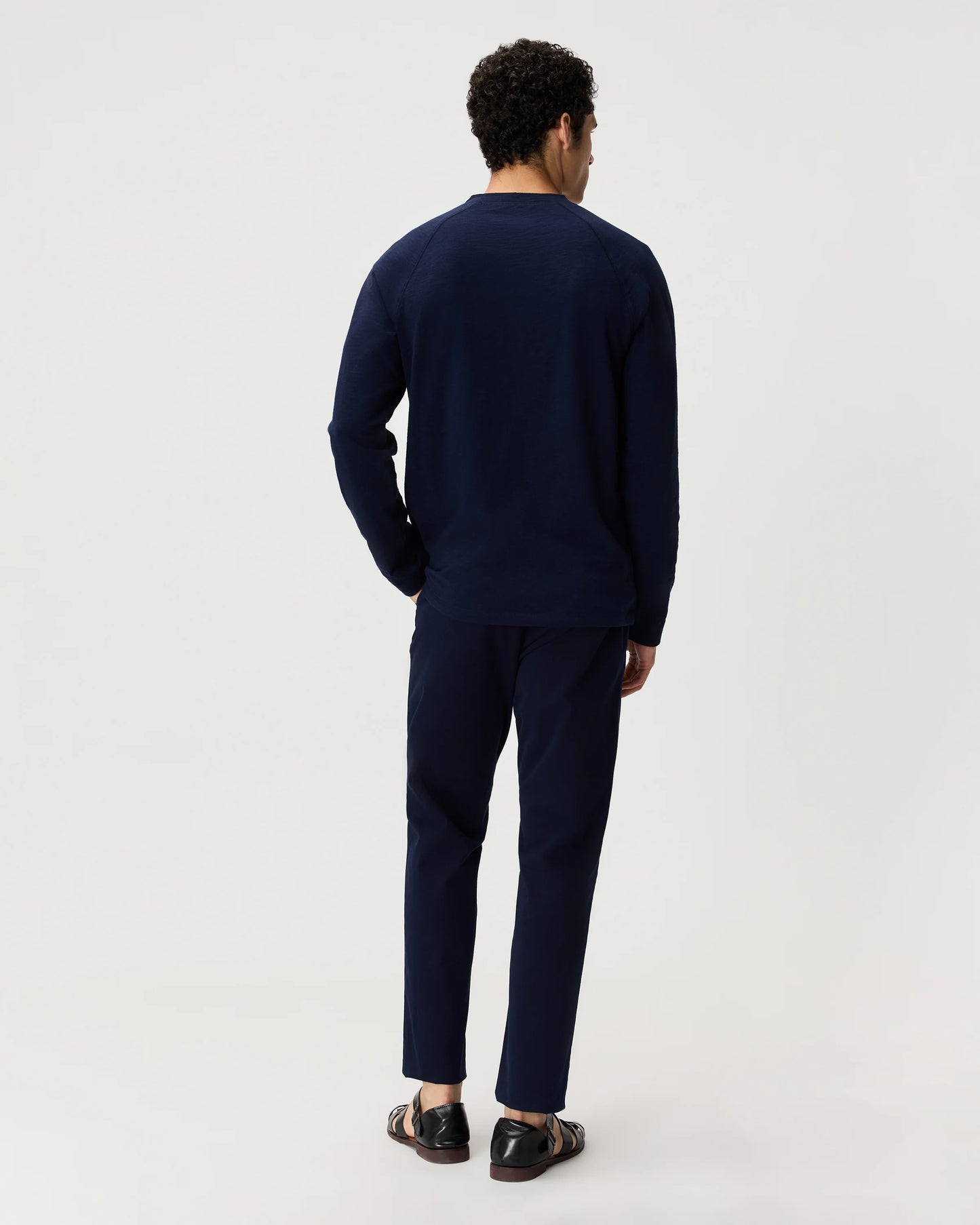 100% Organic Cotton Slub Long Sleeve Henley - S / Deep Navy