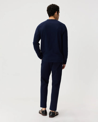 100% Organic Cotton Slub Long Sleeve Henley - S / Deep Navy