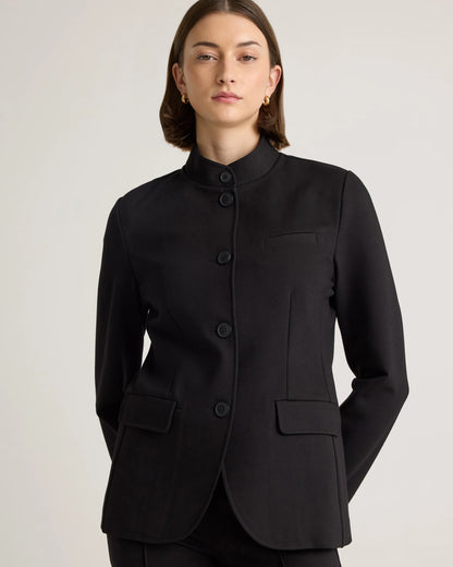 Ultra-Stretch Ponte Stand Collar Blazer - XS / Navy