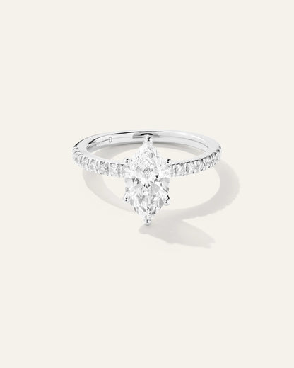 Lab Grown Diamond Marquise Petite Pave Engagement Ring - 1.5ct - 4 / Yellow Gold