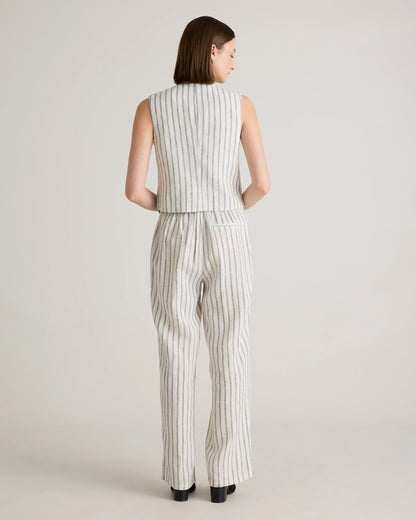 100% European Linen Pleated Trouser - 0 / Bayberry Olive