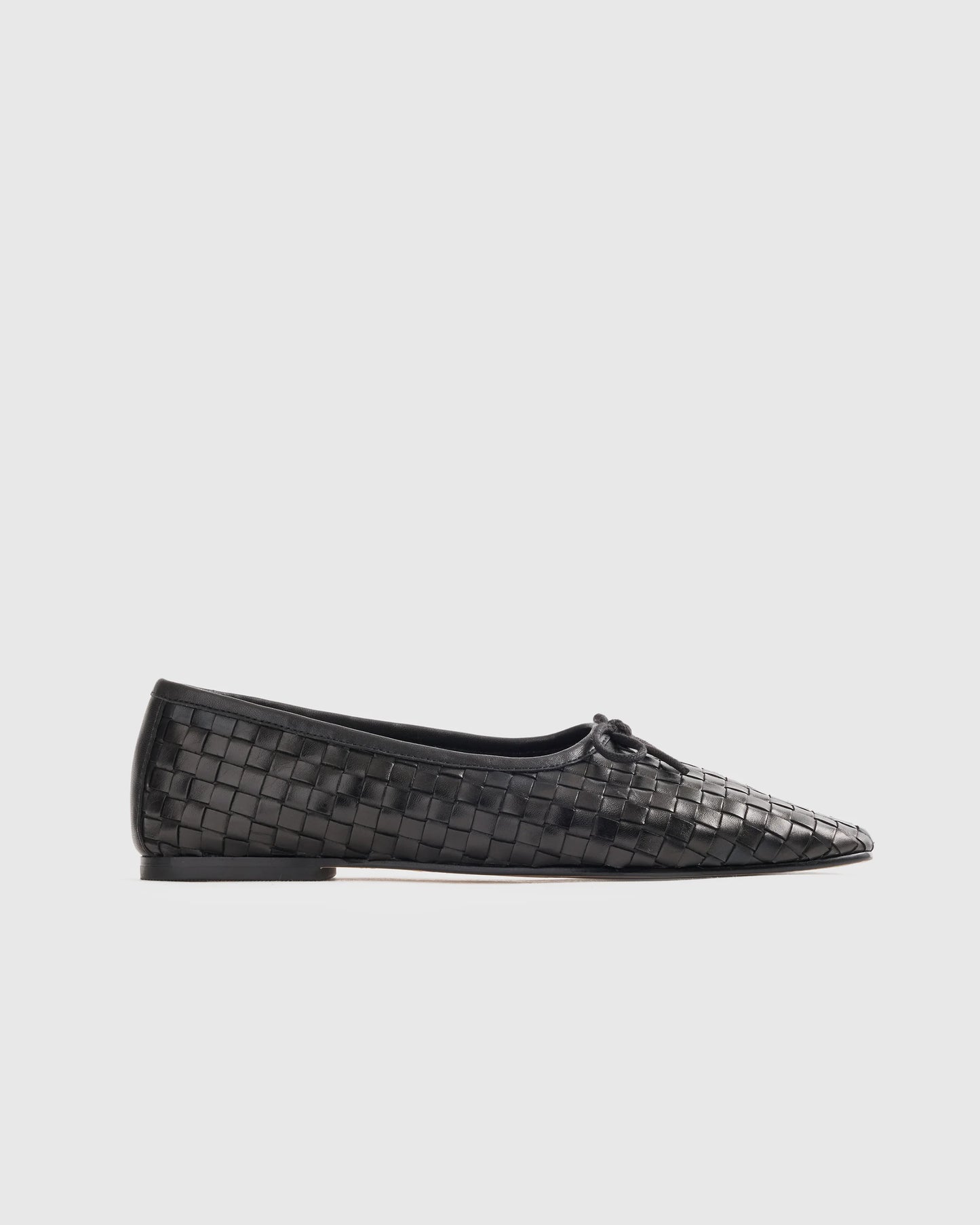 Italian Leather Handwoven Square Toe Ballet Flat - 5 / Cognac