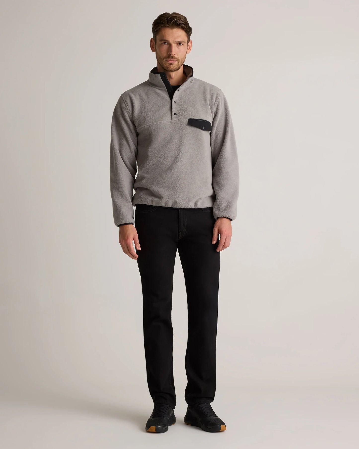 Polar Fleece Snap Pullover - S / Bold Black