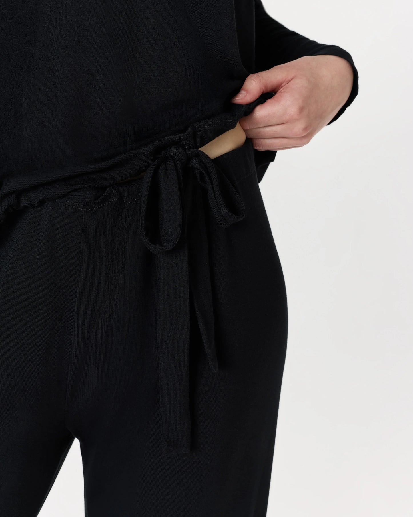 Bamboo Jersey Slouchy Pajama Set - XS / True Black