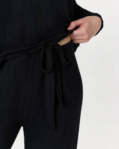 Bamboo Jersey Slouchy Pajama Set - XS / True Black