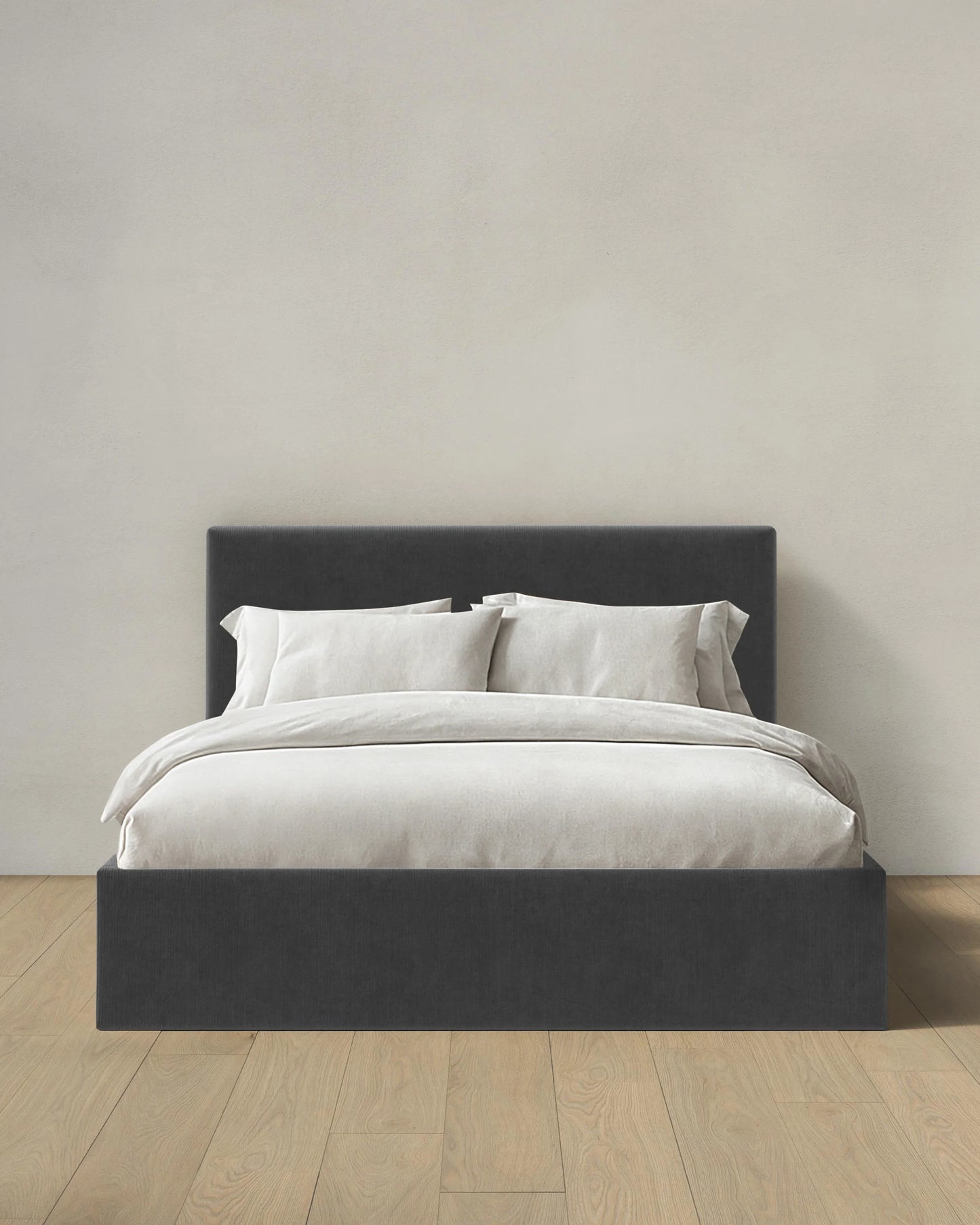 Square Bed in Performance Velvet - Full / Chocolate