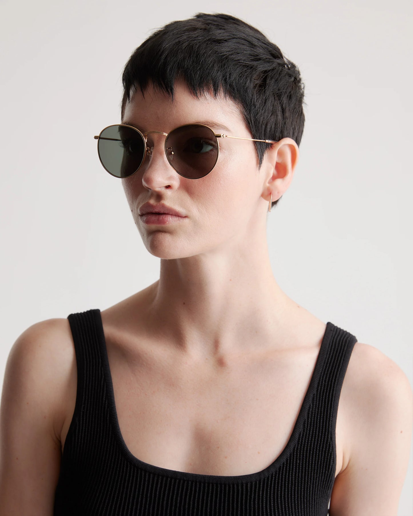 Hugo Polarized Stainless Steel Sunglasses - One Size / Gold with Green lens