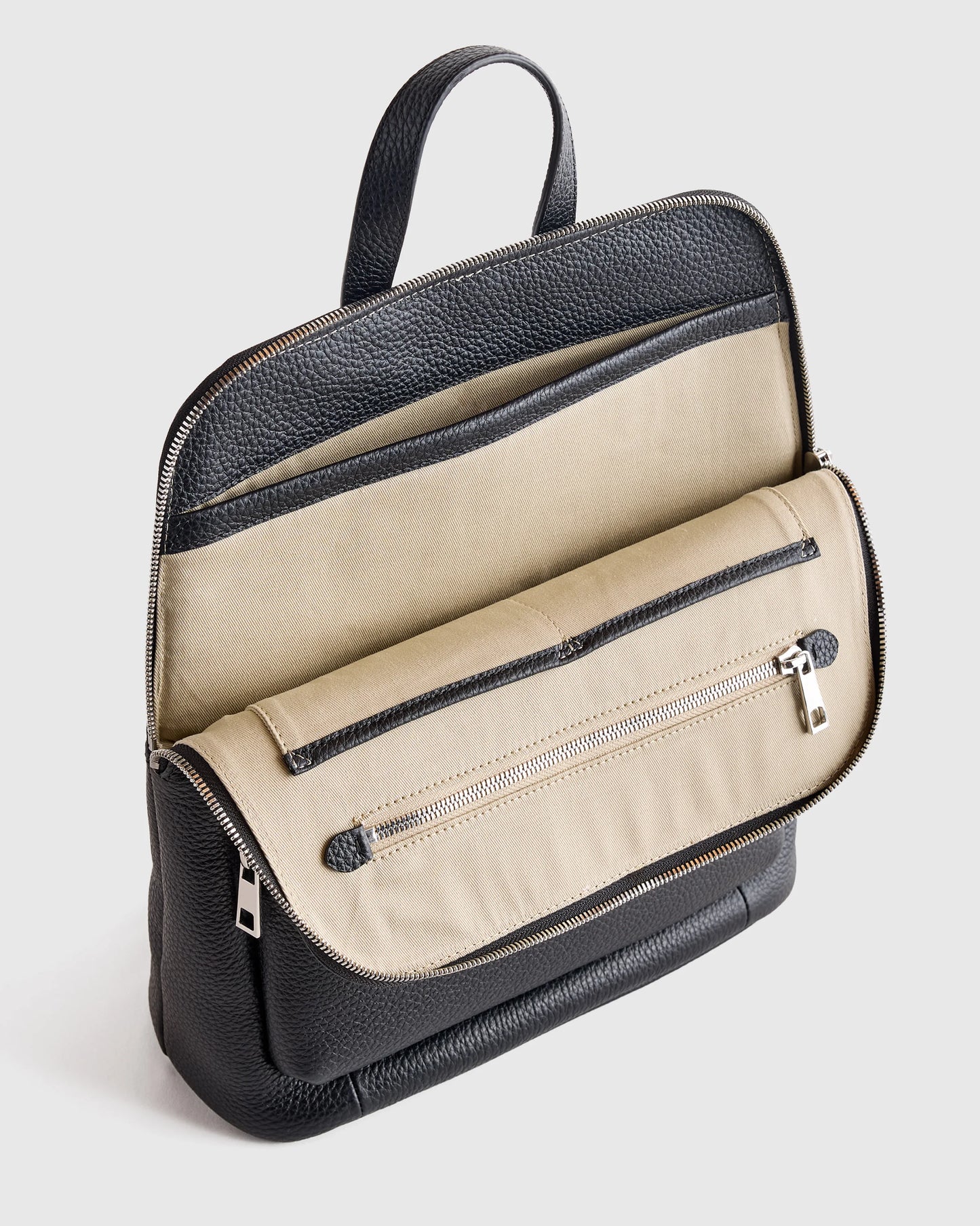 Italian Leather Convertible Backpack - One Size / Black