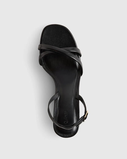 Italian Leather 75mm Slingback Heeled Sandal - 5 / Black