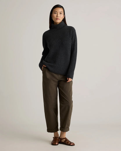 Mongolian Cashmere Fisherman Turtleneck Sweater - XS / Black