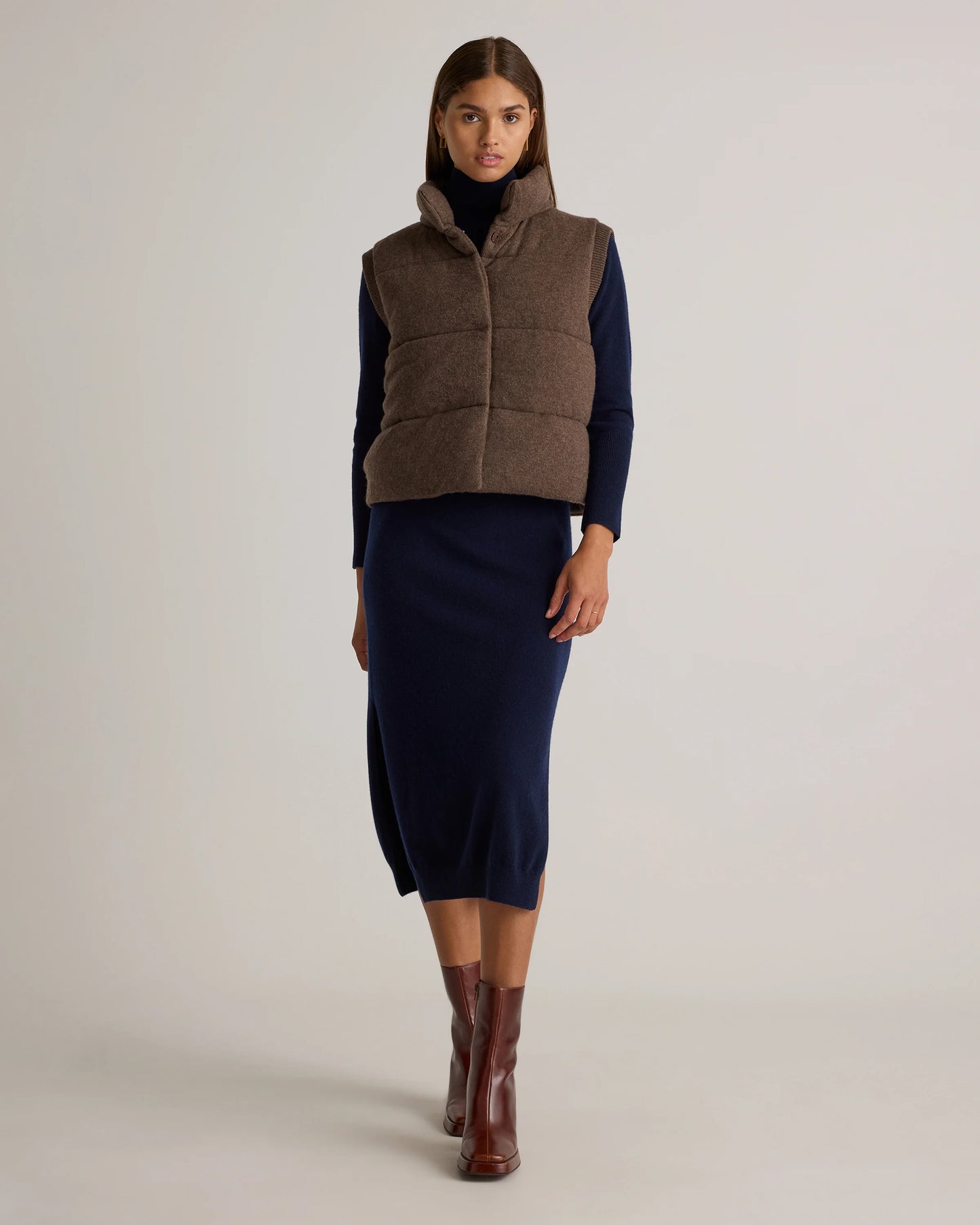 Mongolian Cashmere Puffer Vest - XS / Black