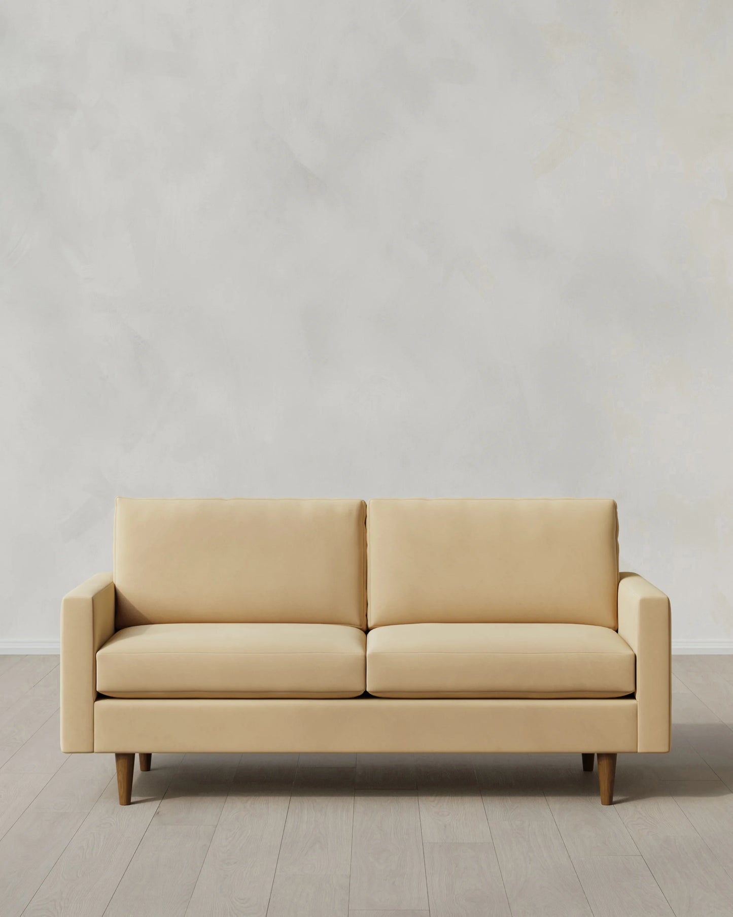 Atlas Midcentury Sofa in Performance Velvet - 6ft / Ivory