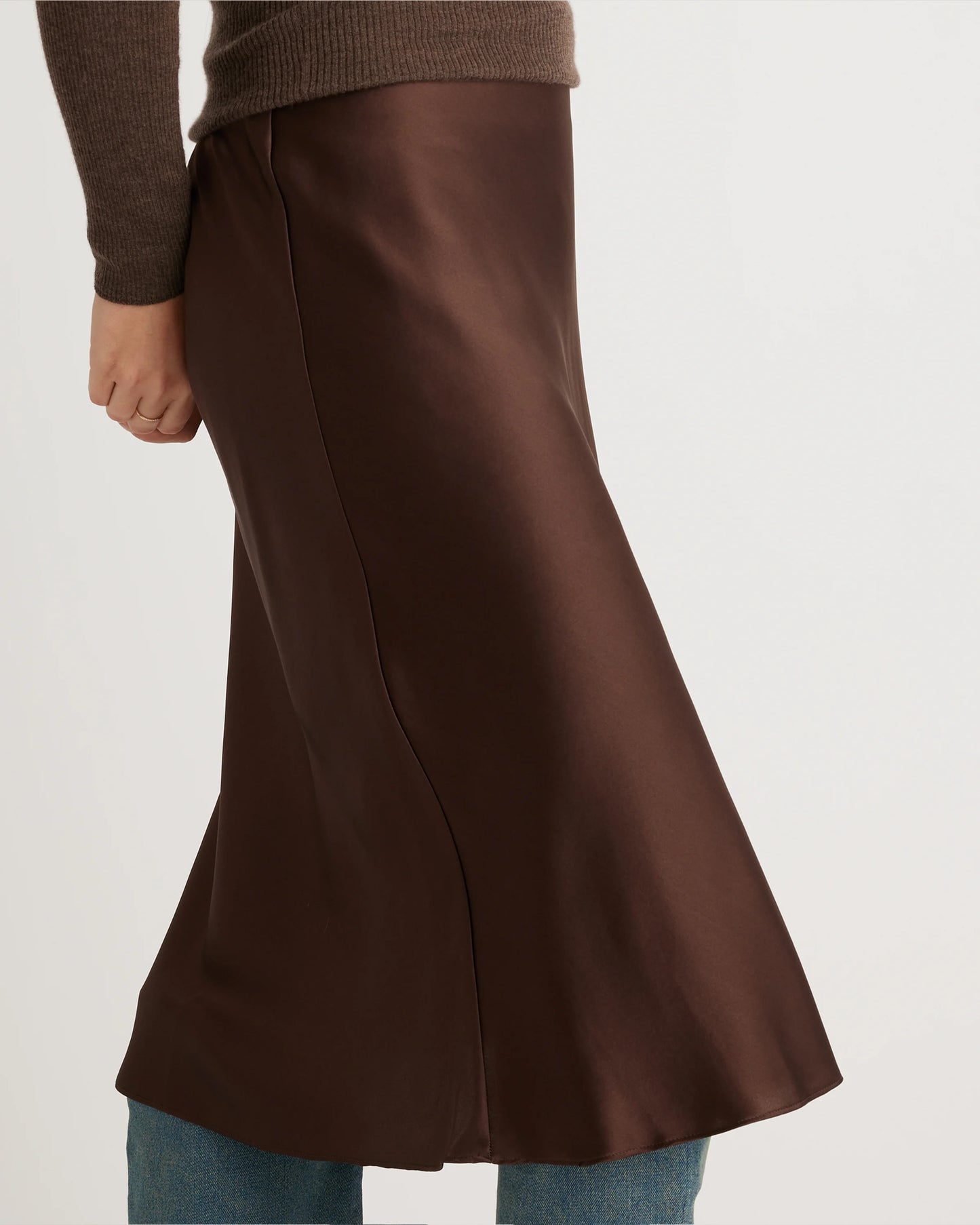 100% Washable Silk Skirt - XS / Champagne