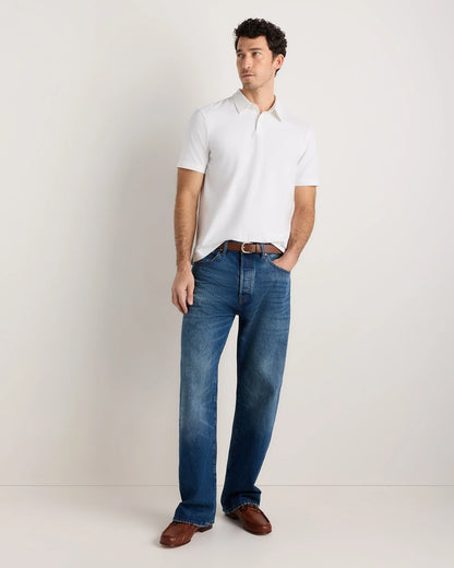 100% Organic Sueded Jersey Polo - S / Classic White