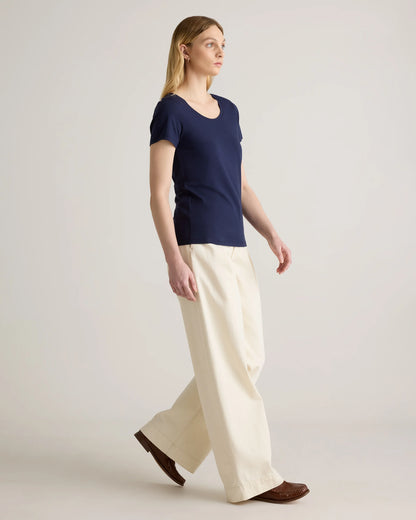 Cotton Modal Scoop Neck Tee - XS / Navy