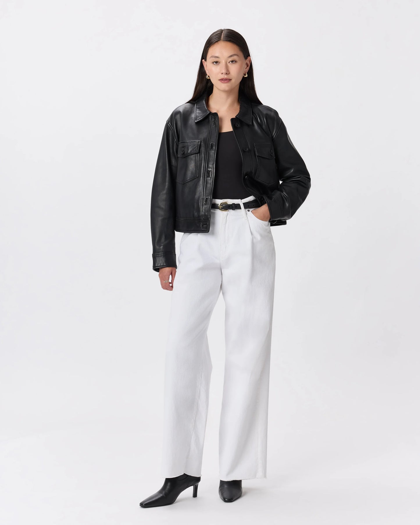 100% Leather Cropped Jacket - XS / Rich Brown