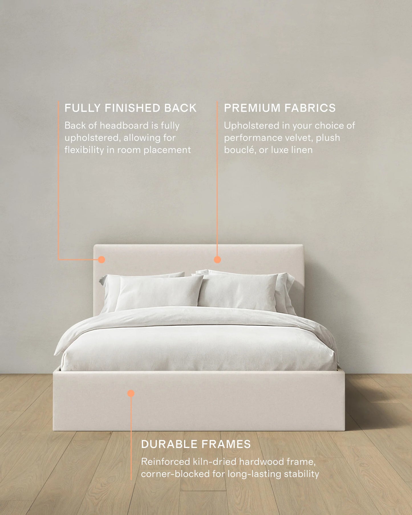 Square Bed in Performance Linen - Full / Ivory
