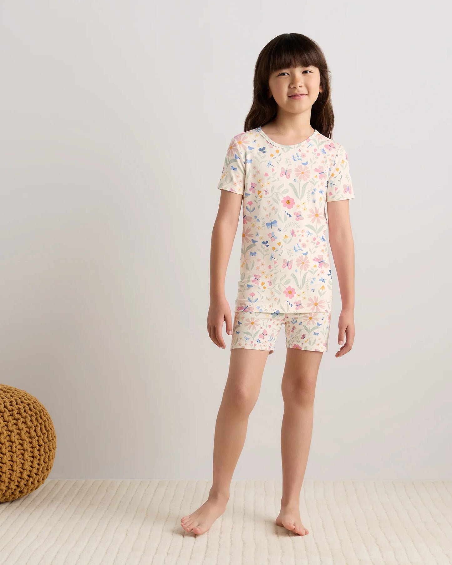 Bamboo Short Sleeve and Shorts Pajama Set - 6 / Lavender Hearts