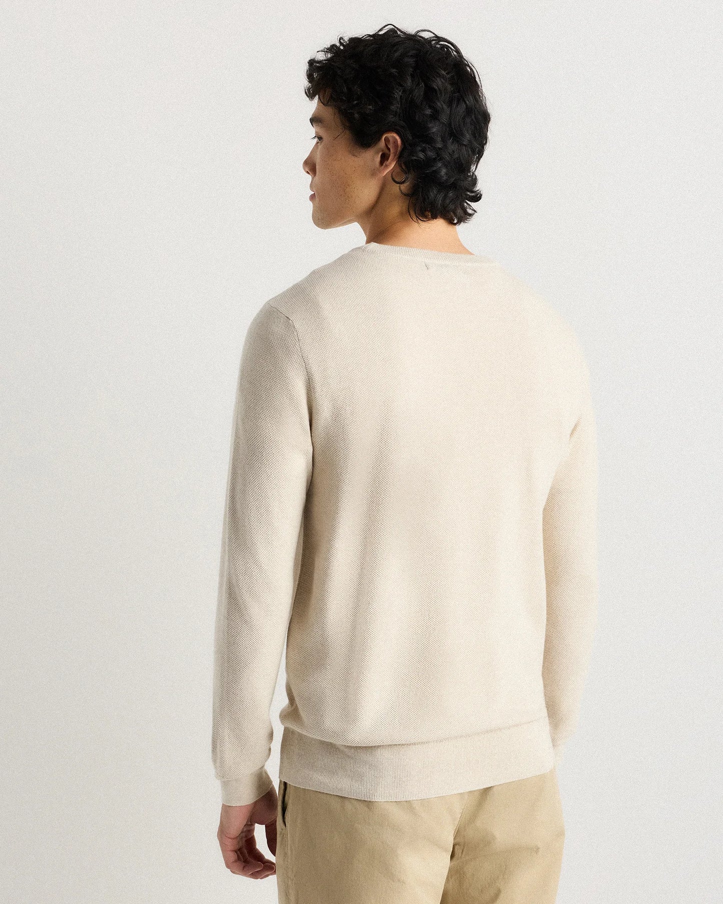 100% Organic Cotton Pique Crewneck Sweater - S / Moonstone Blue