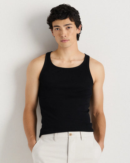 Organic Cotton Ribbed Tank Top (3-Pack) - S / True Black