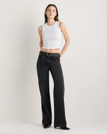 Organic Cotton Micro-Rib Cropped Cutaway Tank - XS / Heather Oatmeal