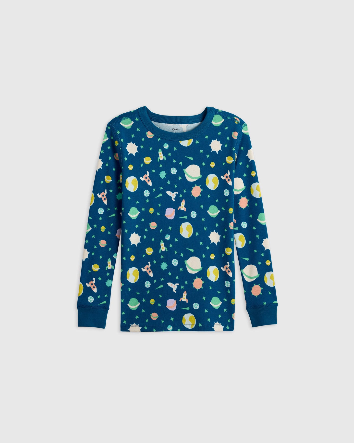 100% Organic Cotton Long Sleeve and Pant Pajama Set - 2T / Navy Stripe