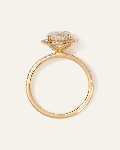 Lab Grown Diamond Round Halo Pave Engagement Ring - 2ct - 4 / Yellow Gold