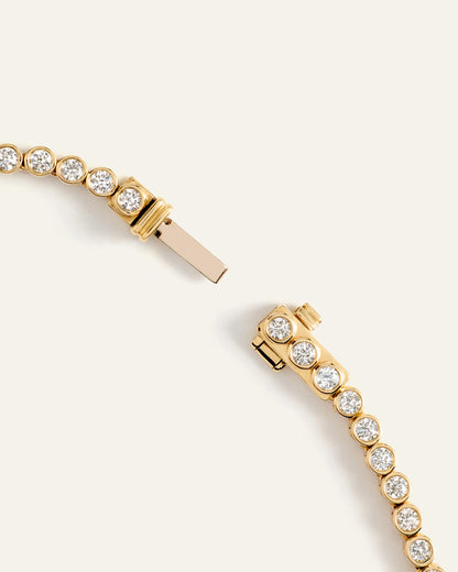 14K Gold Lab Grown Diamond Bezel Set Graduated Tennis Necklace - 7ctw - One Size / Yellow Gold