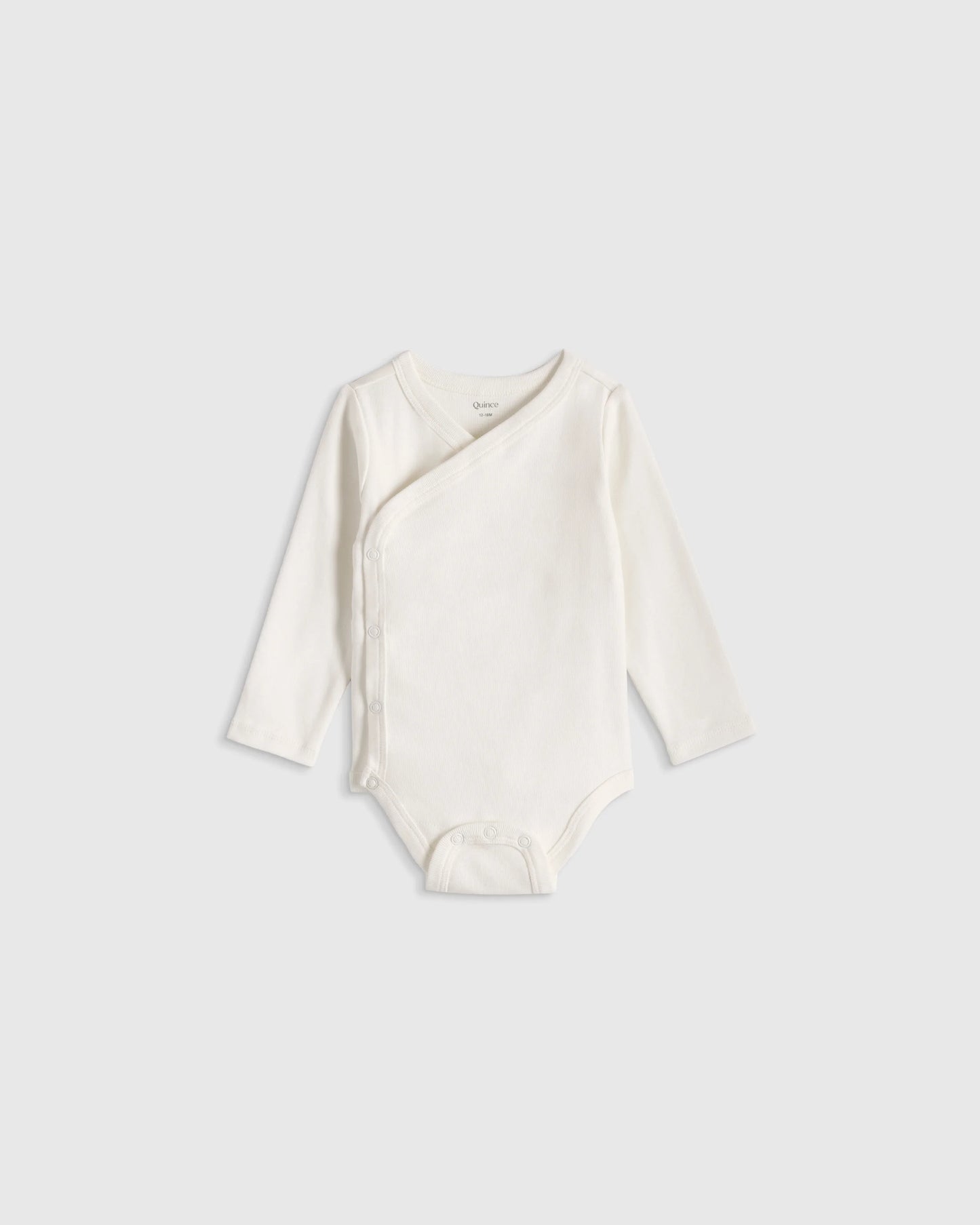 100% Organic Cotton Long Sleeve Kimono Bodysuit - 0-3M / Safari