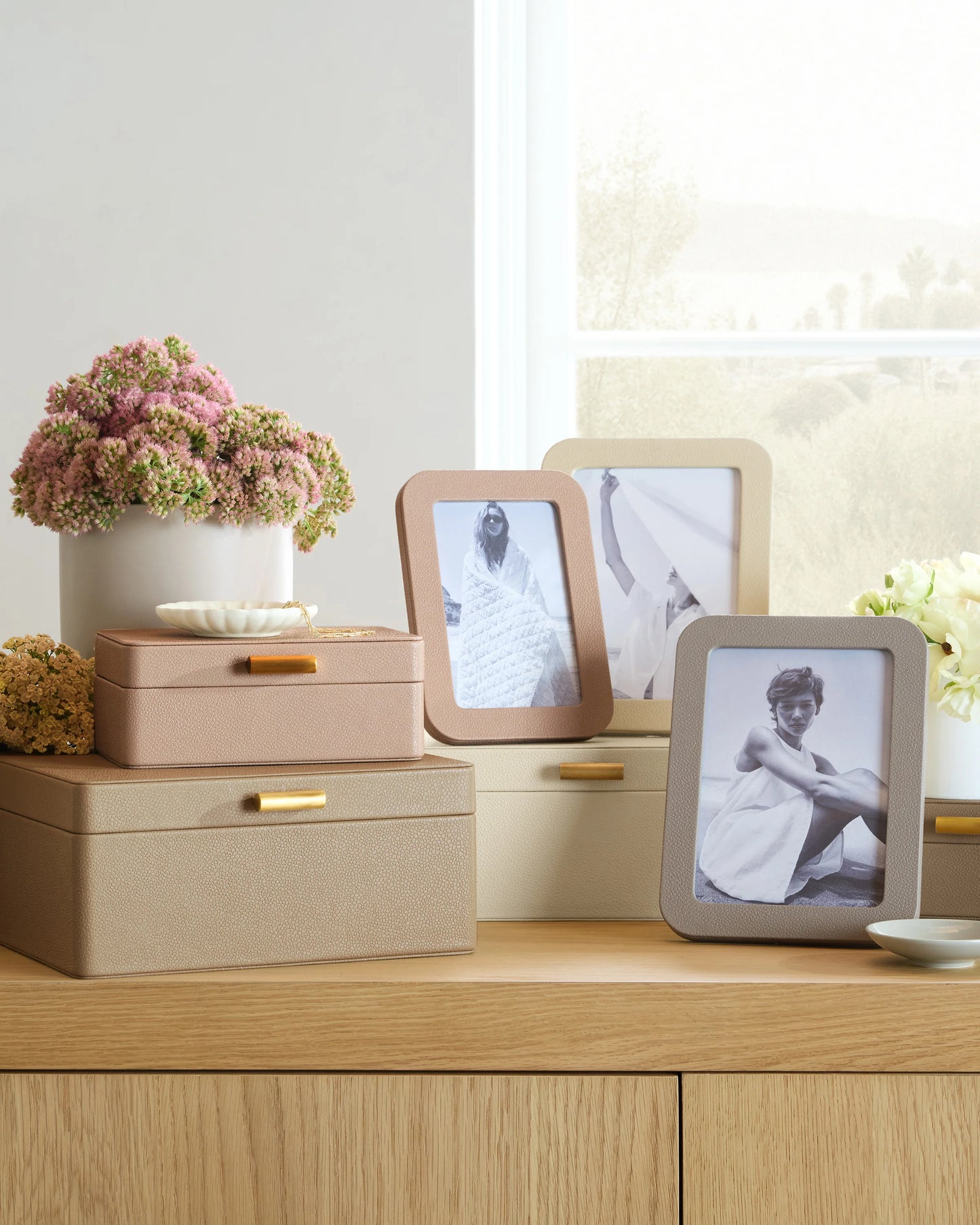 Shagreen Leather Decorative Boxes (Set of 2) - Set of 2 / Blush