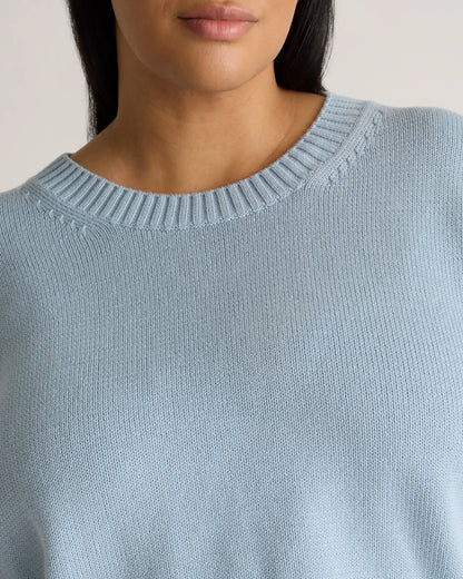 100% Organic Cotton Boyfriend Crew Sweater - 1X / Shell Pink