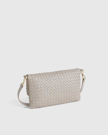 Italian Leather Handwoven Convertible Clutch - One Size / Cognac