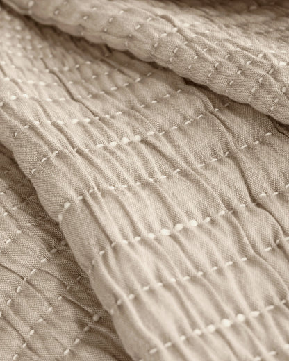 Organic Cotton Channel Stitch Coverlet - Twin / Coral Pink