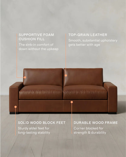 Stillman Sofa in Leather - 7ft / Auburn