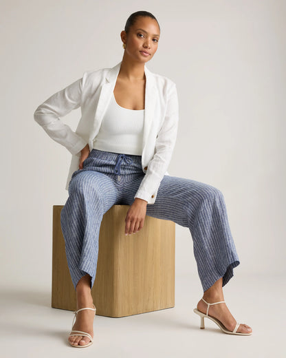 100% European Linen Wide Leg Pants - XS / Bayberry Olive