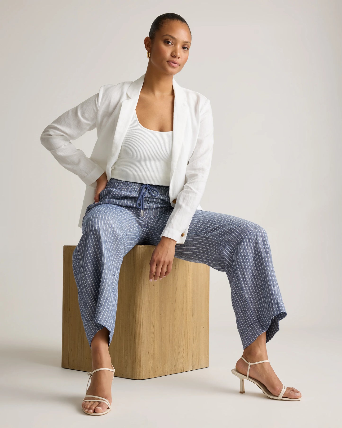 100% European Linen Wide Leg Pants - XS / Flax