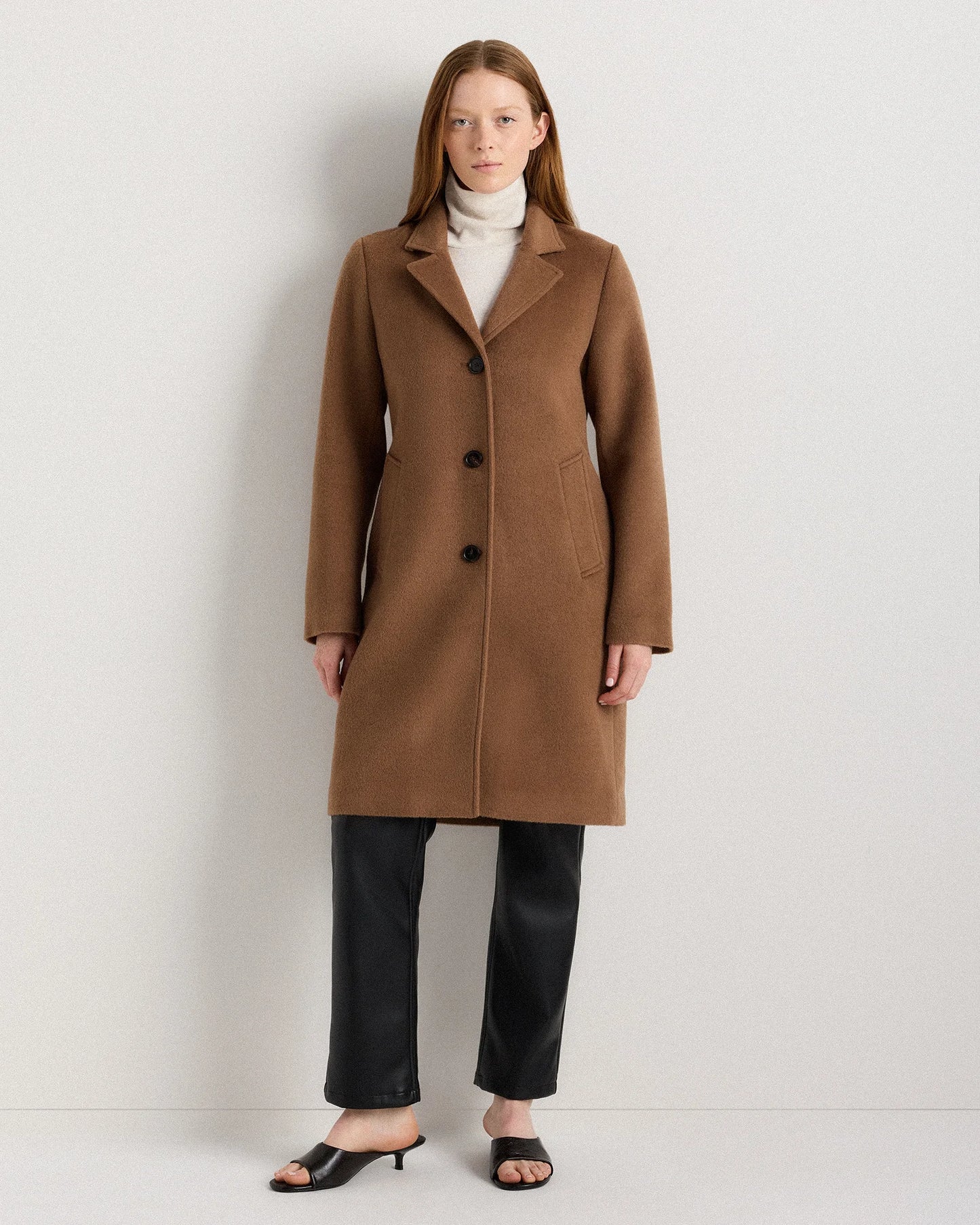 Camel Hair Single-Breasted Midi Coat - XS / Mocha Brown