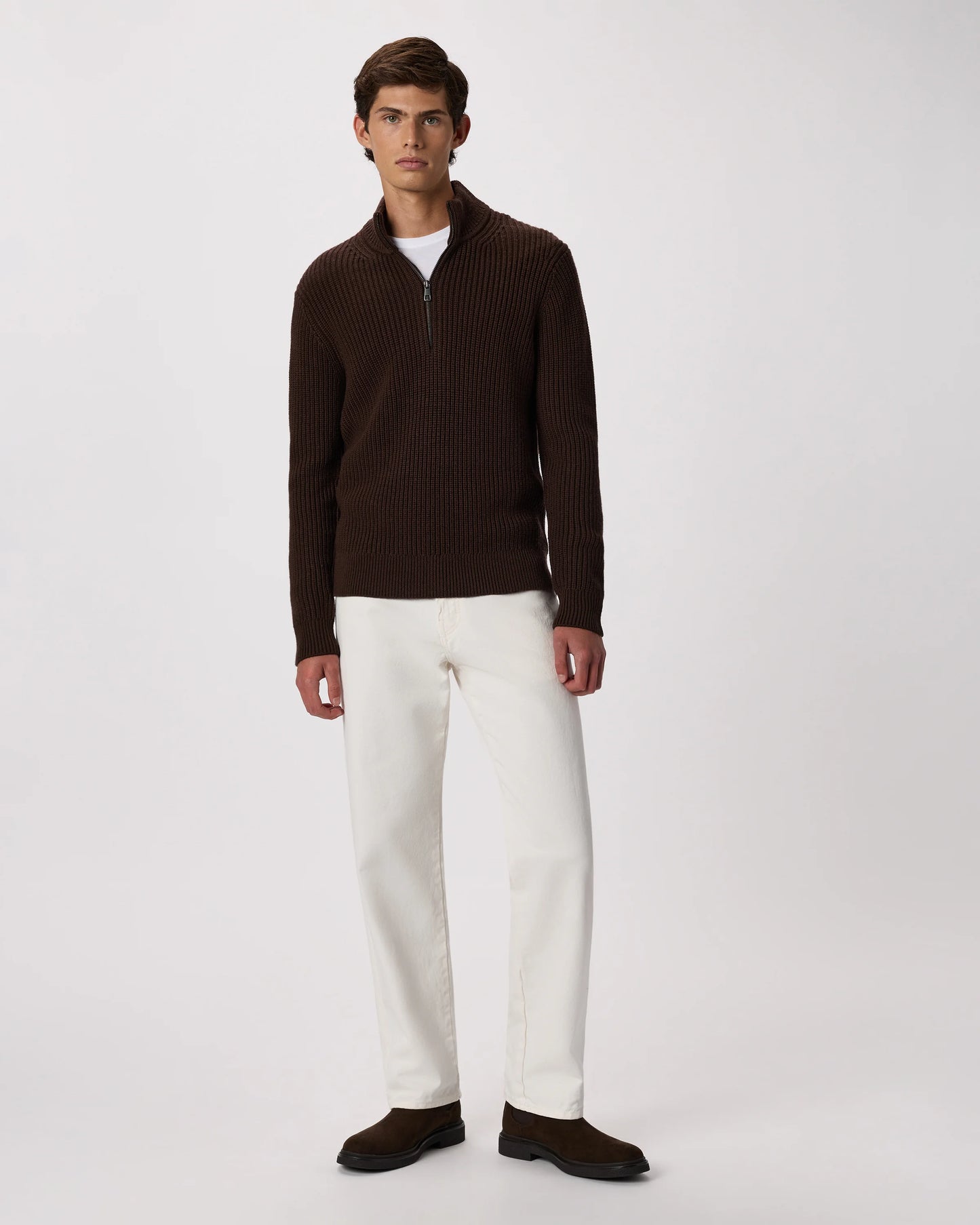 Australian Merino Wool Half Zip Sweater - S / Heather Bone
