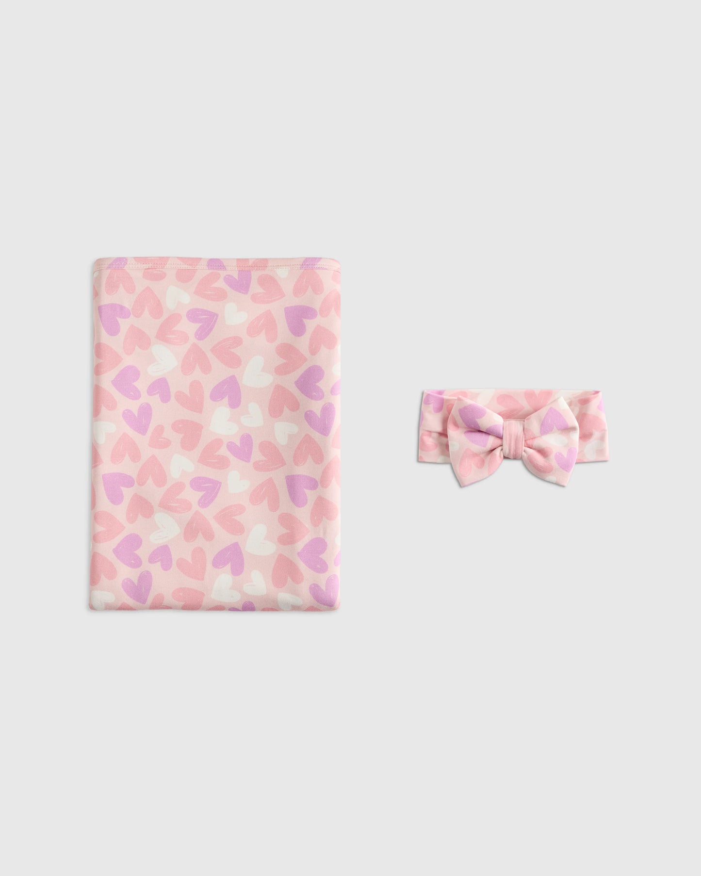 Bamboo Swaddle & Bow Layette Set - One Size / Soft Ditsy Floral