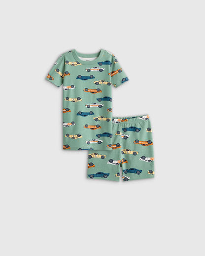 100% Organic Cotton Short Sleeve and Shorts Pajama Set - 2T / Navy Stripe