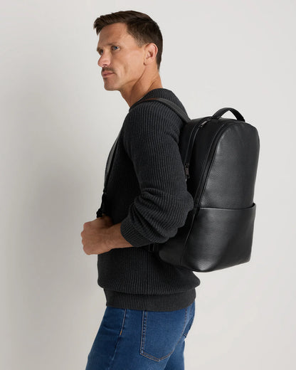 Excursion Italian Leather Laptop Backpack - One Size / Black
