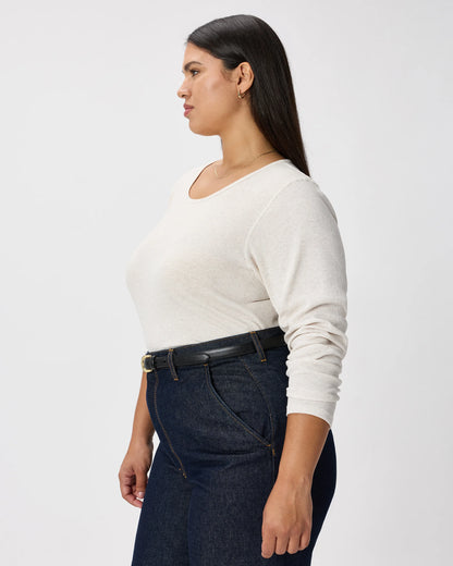 Organic Cotton Micro-Rib Long Sleeve Tee - XS / Moonstone Blue