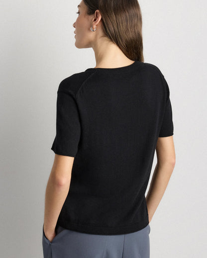 Lightweight Cotton Cashmere Relaxed Sweater Tee - XS / Sugar Stone